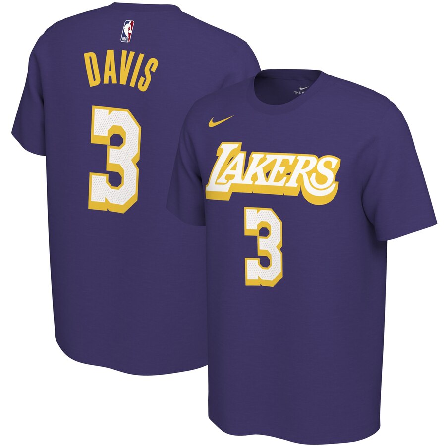 Men 2020 NBA Nike Anthony Davis Los Angeles Lakers Purple 201920 City Edition Variant Name  Number TShirt.->nba t-shirts->Sports Accessory
